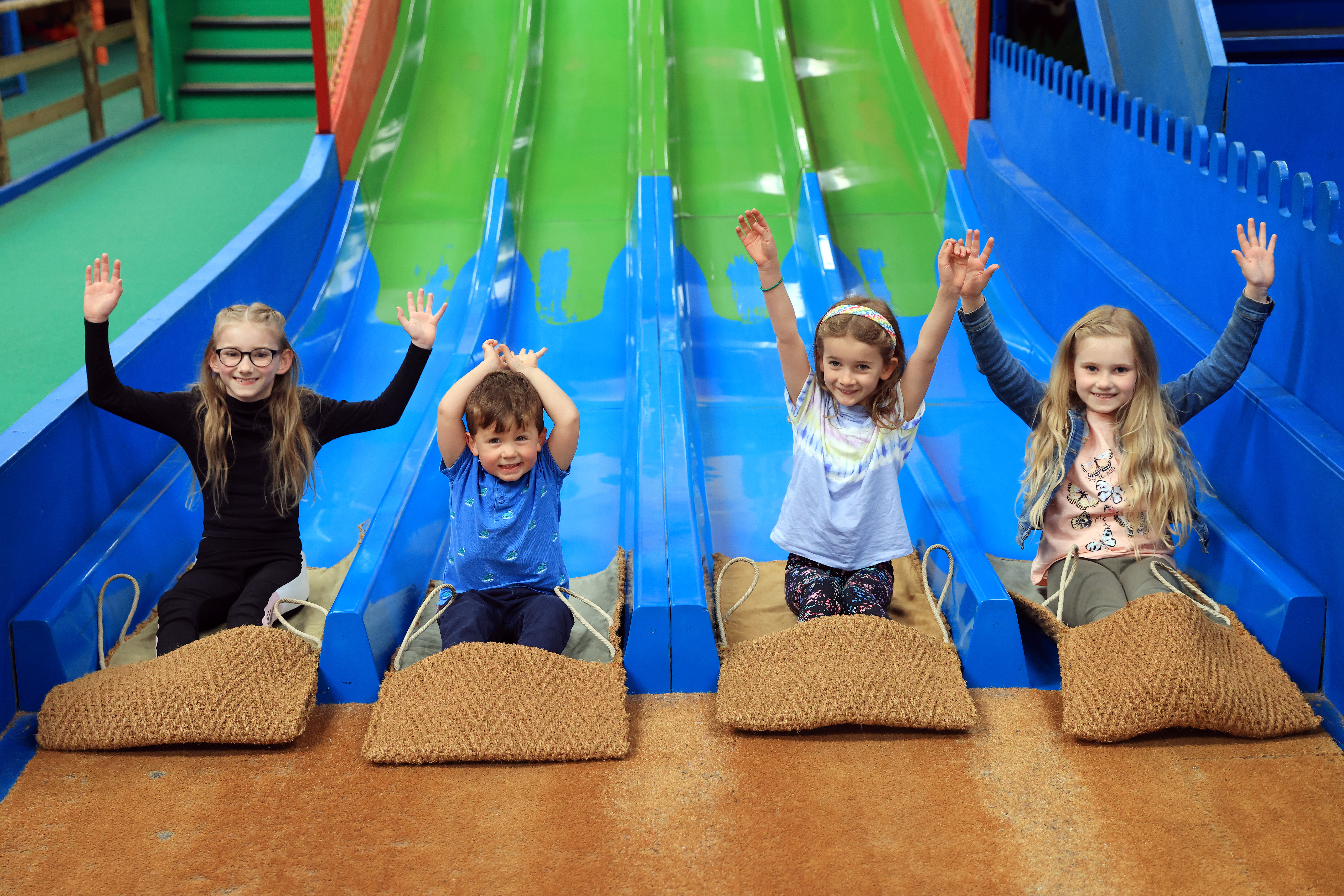 Playing on the indoor slide